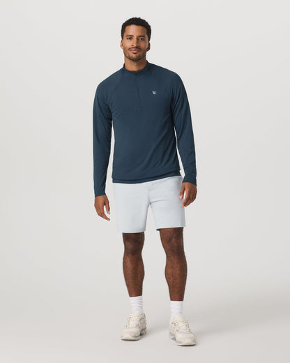Clearview Seamless Quarter Zip Ocean Blue Long Sleeve - Vuori