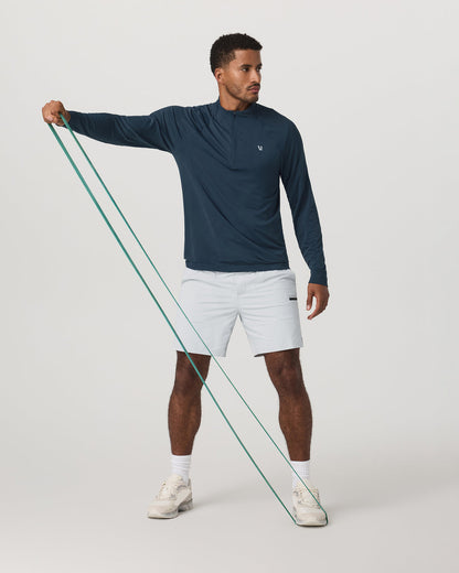 Clearview Seamless Quarter Zip Ocean Blue Long Sleeve - Vuori