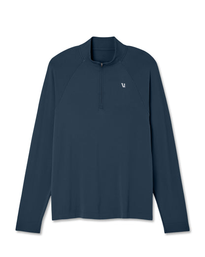 Clearview Seamless Quarter Zip Ocean Blue Long Sleeve - Vuori