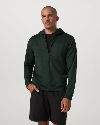 Ponto Full Zip Hoodie Men's Spruce Heather Hoodie - Vuori