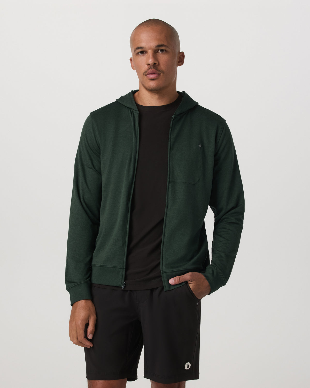 Ponto Full Zip Hoodie Men's Spruce Heather Hoodie - Vuori