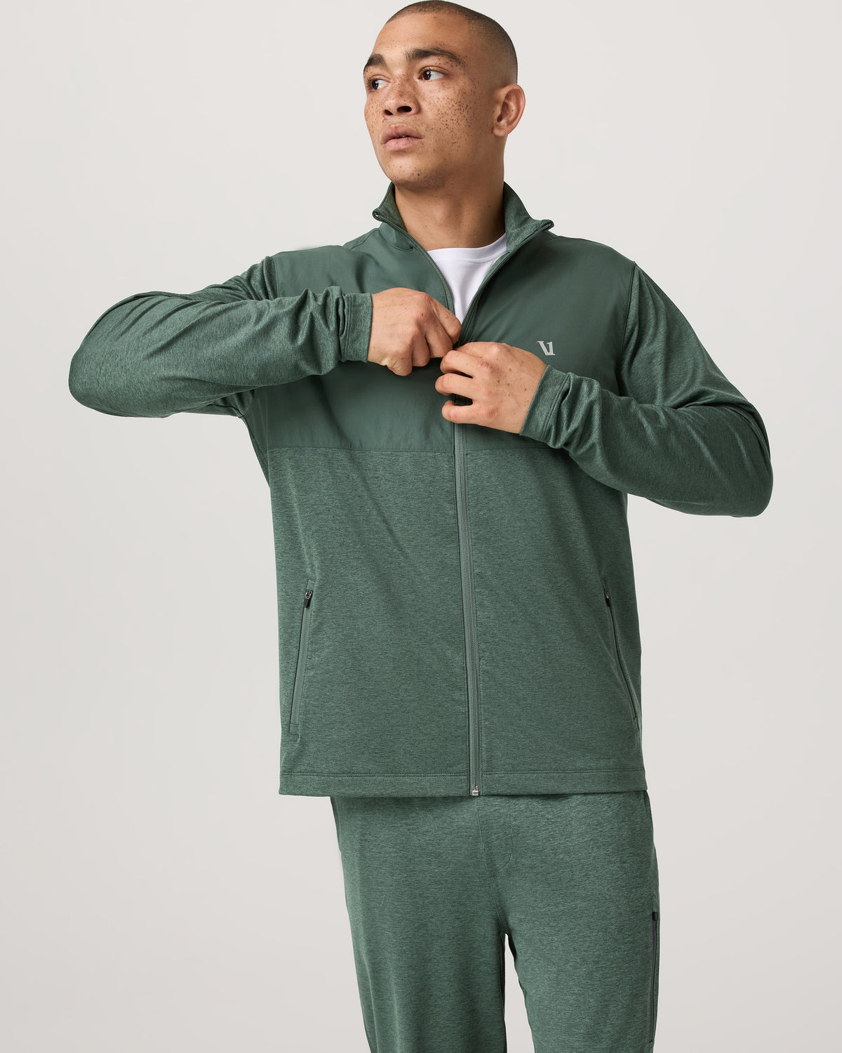 Men's Sunday Element Track Jacket Agate Green Heather - Vuori