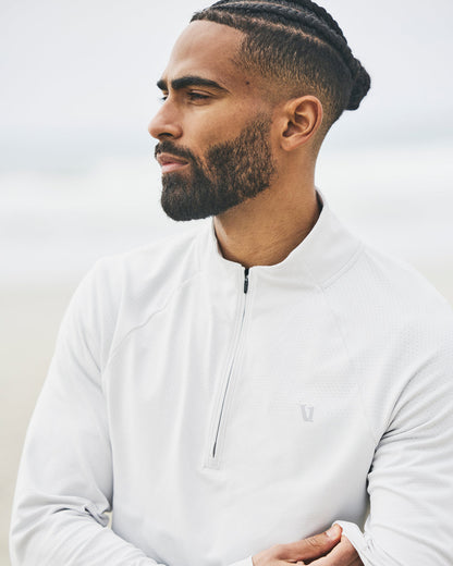 Clearview Seamless Quarter Zip Frost Grey Long Sleeve - Vuori