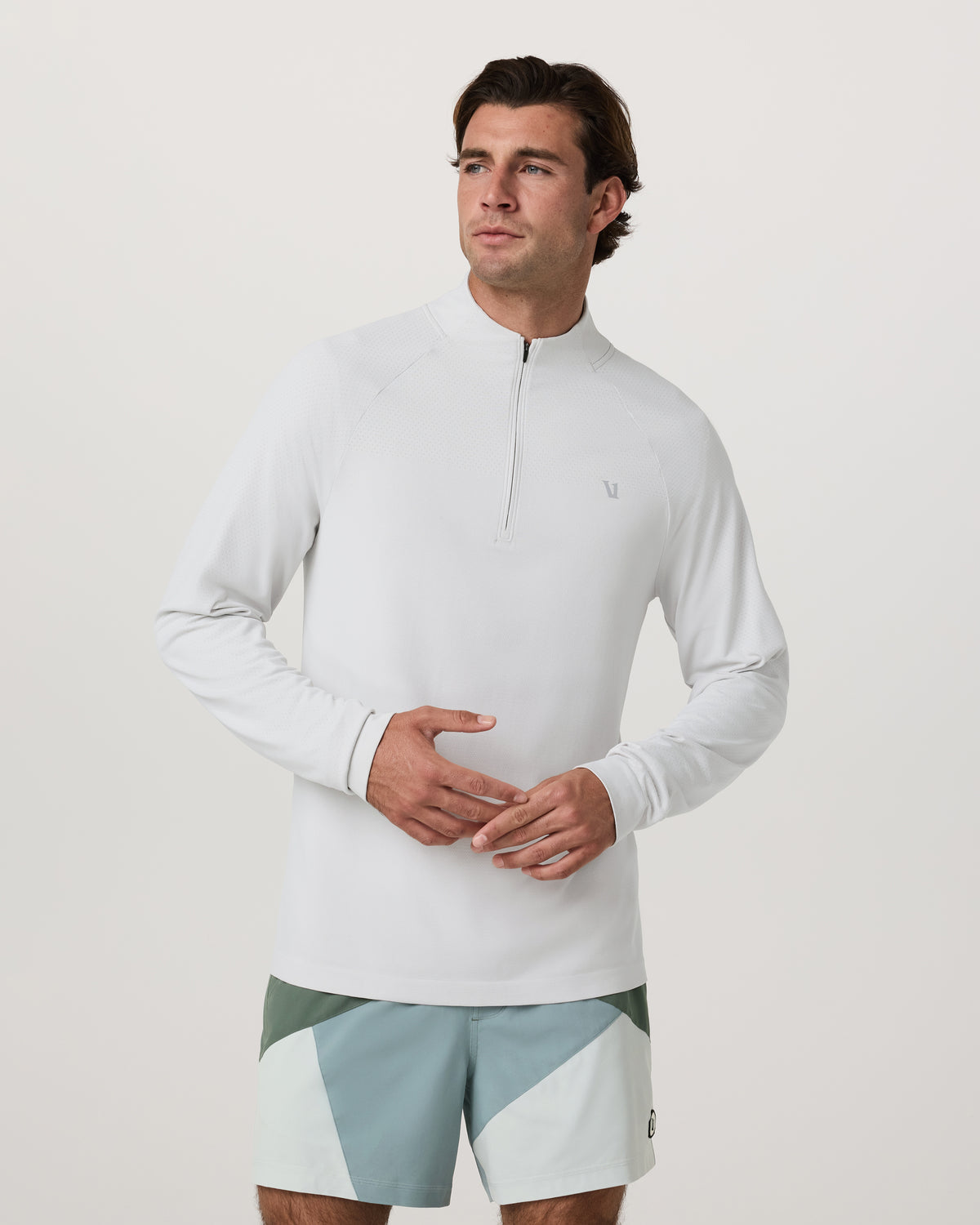 Clearview Seamless Quarter Zip Frost Grey Long Sleeve - Vuori
