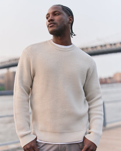 Denver Waffle Crew Sweater Men's Mushroom Wool Sweater - Vuori