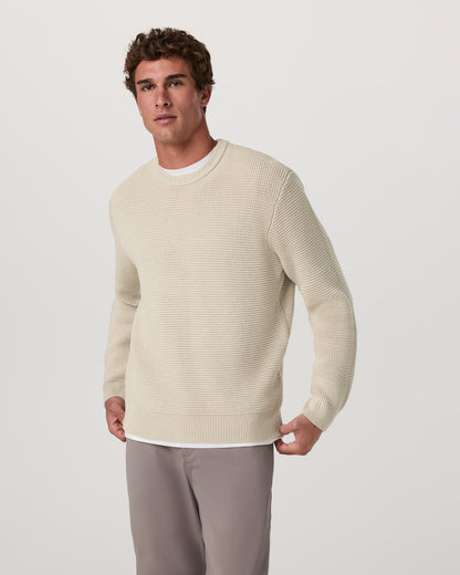 Denver Waffle Crew Sweater Men's Mushroom Wool Sweater - Vuori