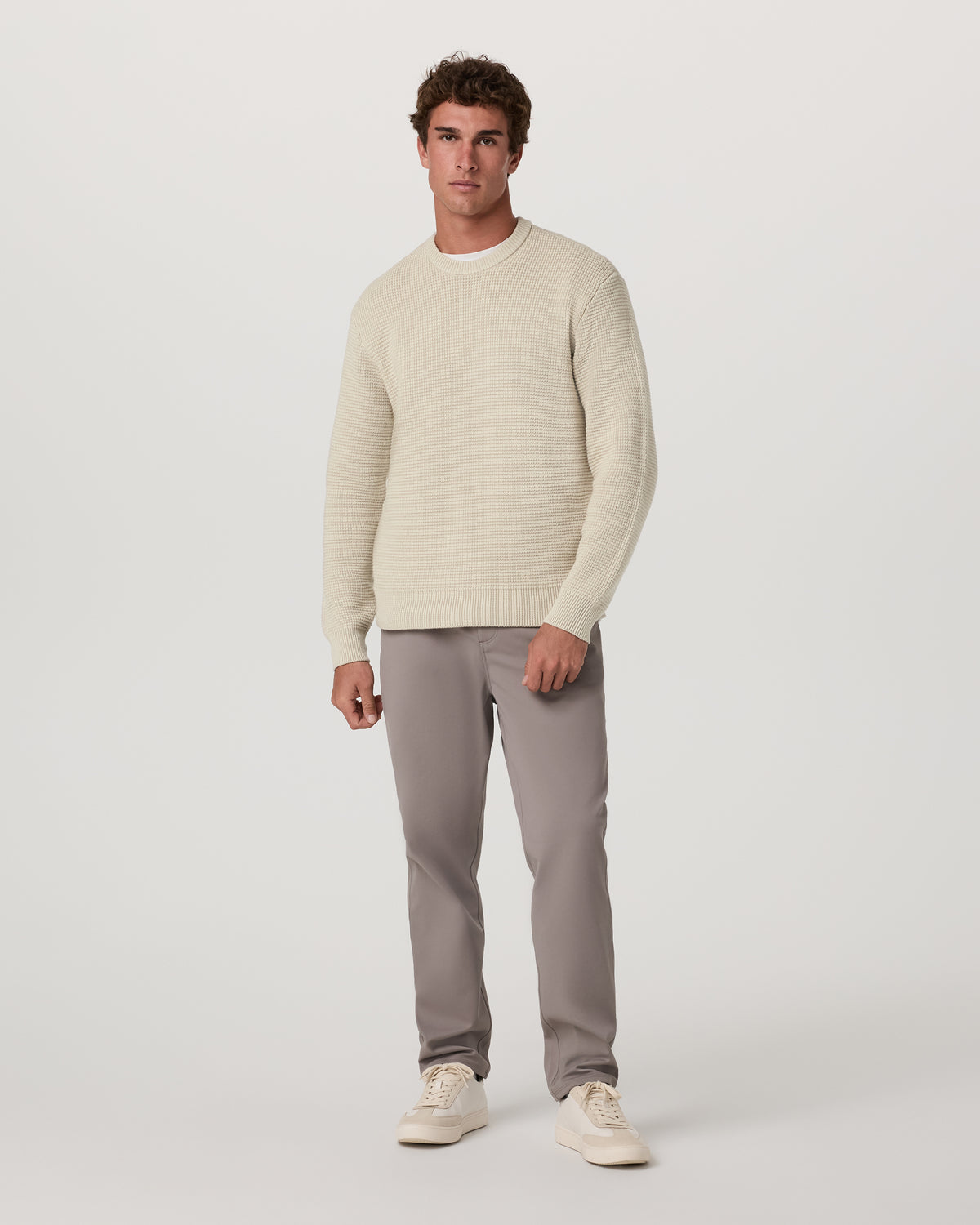 Denver Waffle Crew Sweater Men's Mushroom Wool Sweater - Vuori