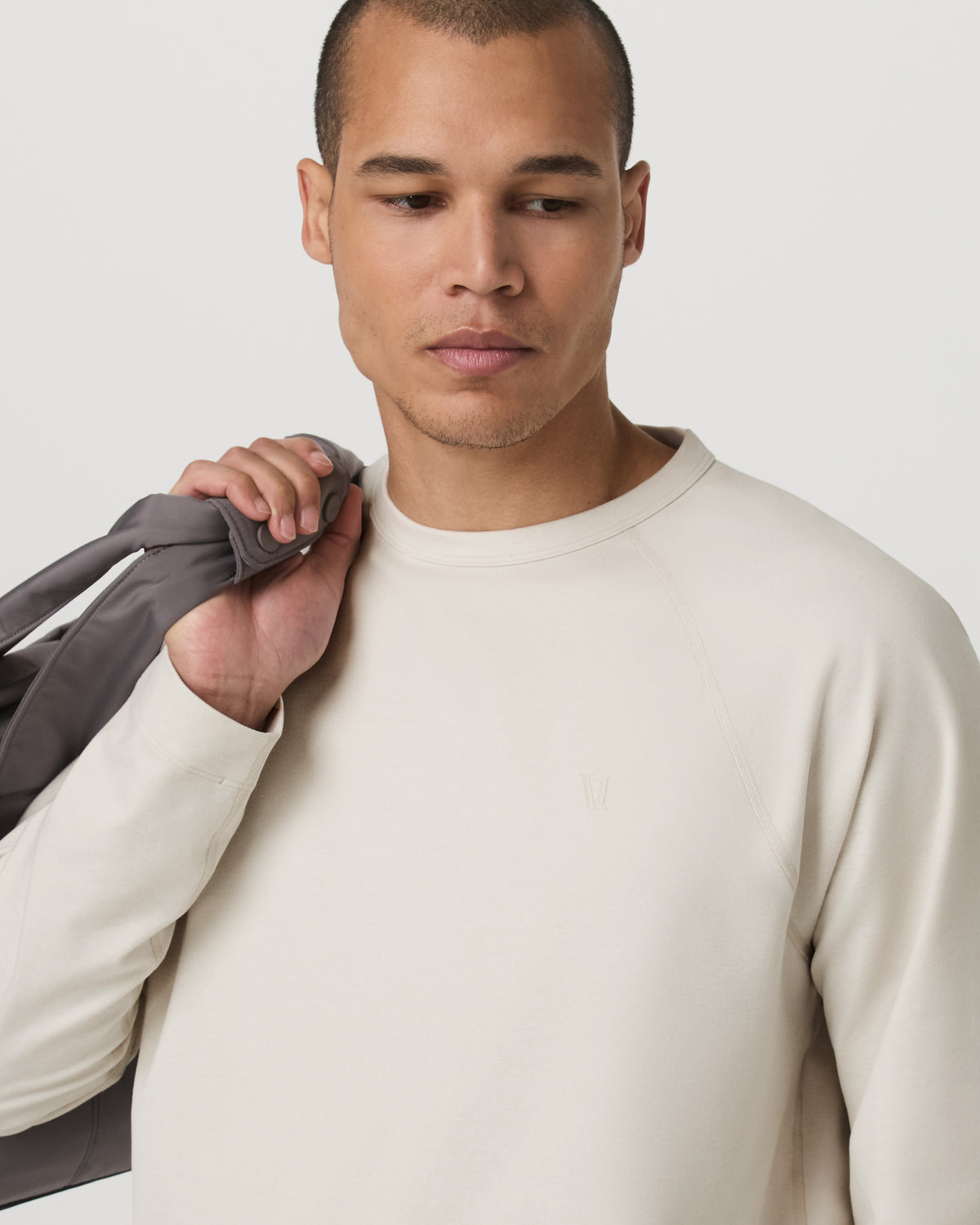 Coronado Crew - Relaxed Fit Men's Ivory Heather Crew - Vuori