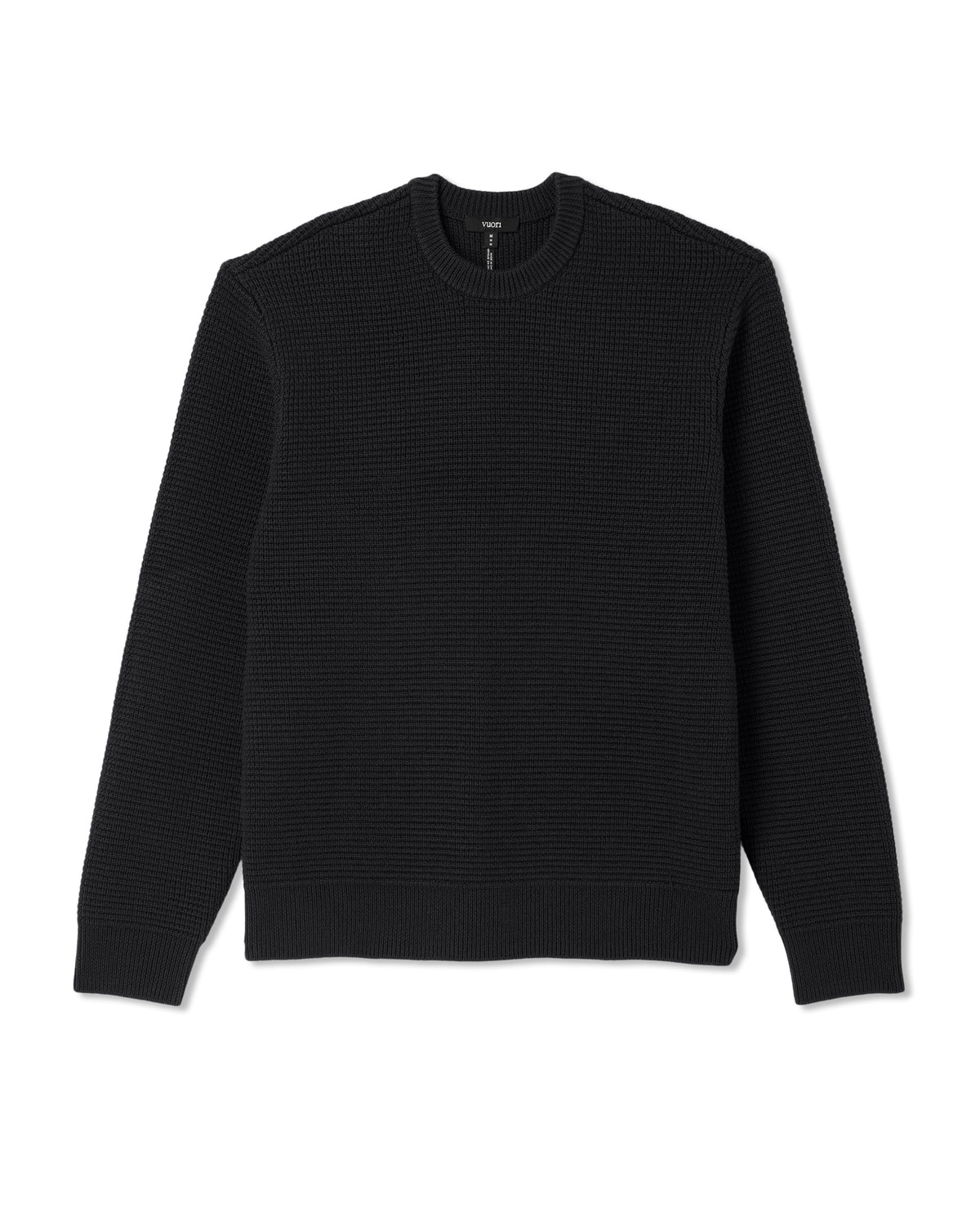 Denver Waffle Crew Sweater Men's Black Wool Sweater - Vuori