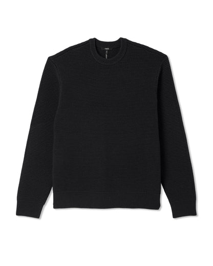 Denver Waffle Crew Sweater Men's Black Wool Sweater - Vuori