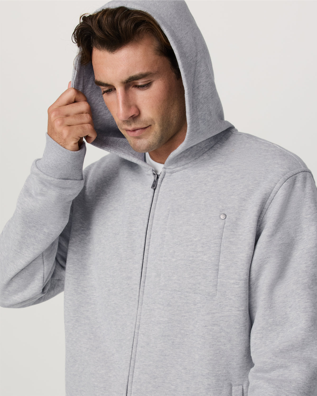 Seaside Full Zip 2.0 Men's Light Heather Grey Hoodie - Vuori