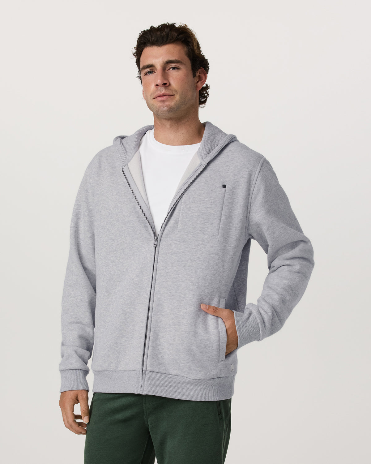Seaside Full Zip 2.0 Men's Light Heather Grey Hoodie - Vuori