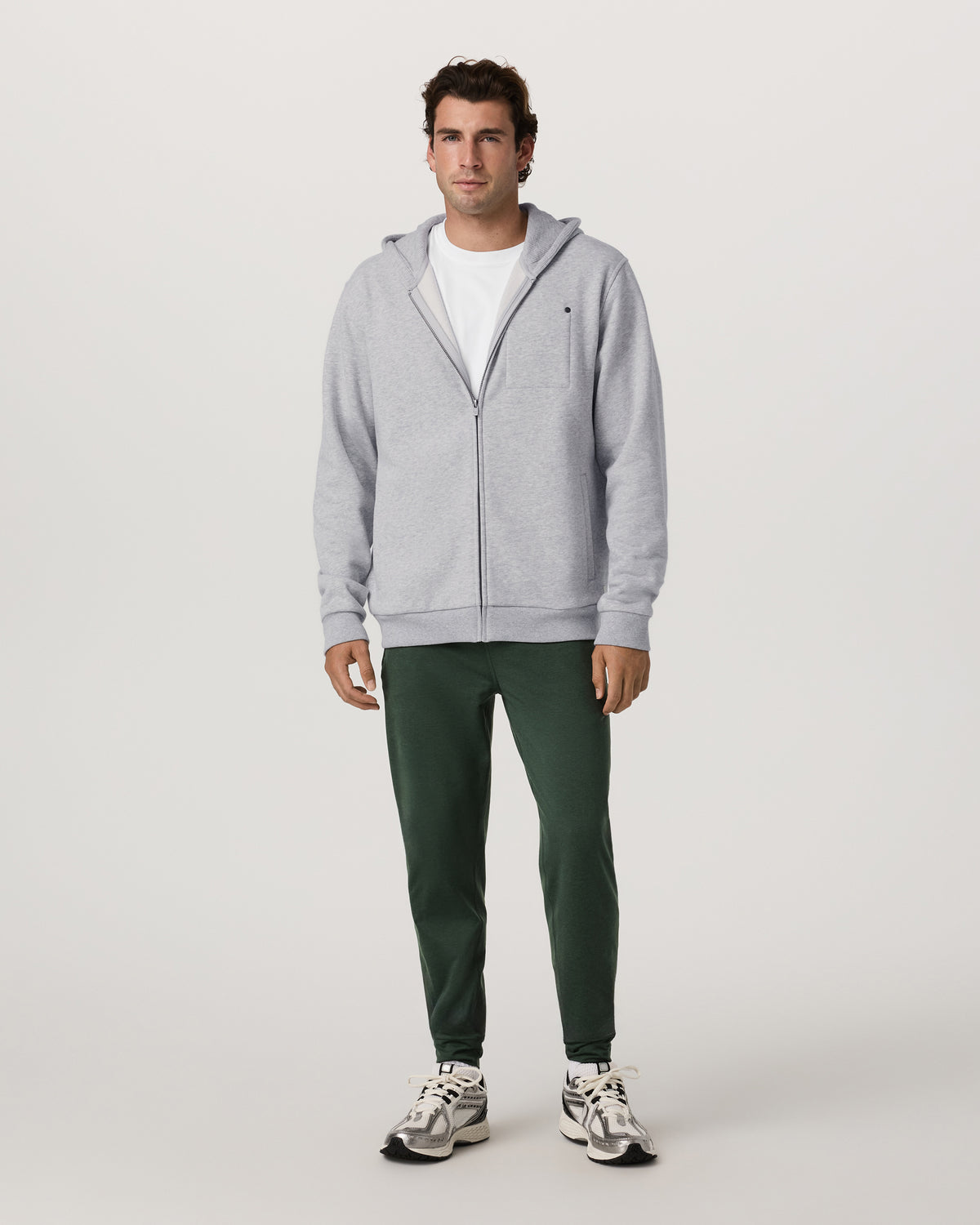Seaside Full Zip 2.0 Men's Light Heather Grey Hoodie - Vuori