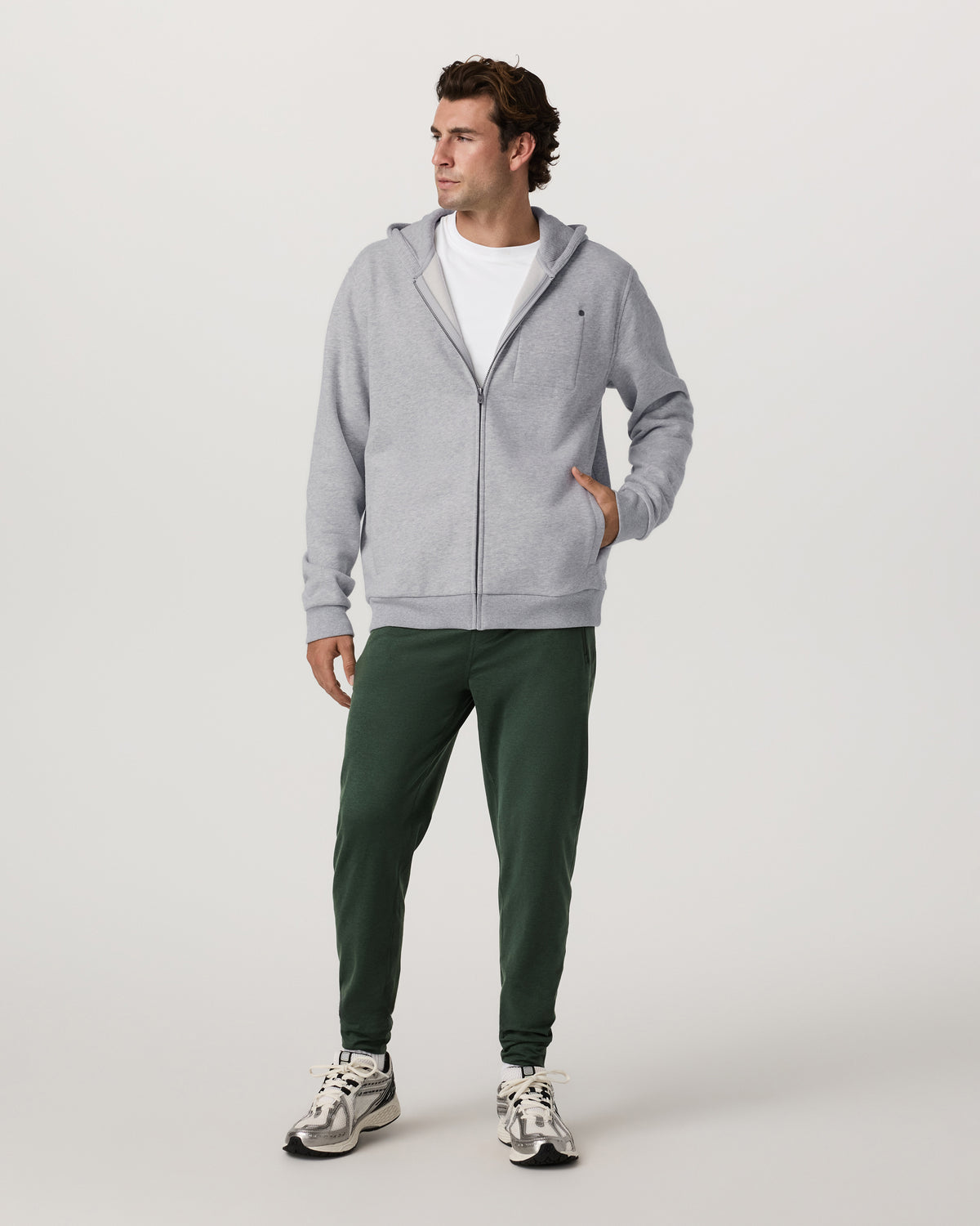 Seaside Full Zip 2.0 Men's Light Heather Grey Hoodie - Vuori