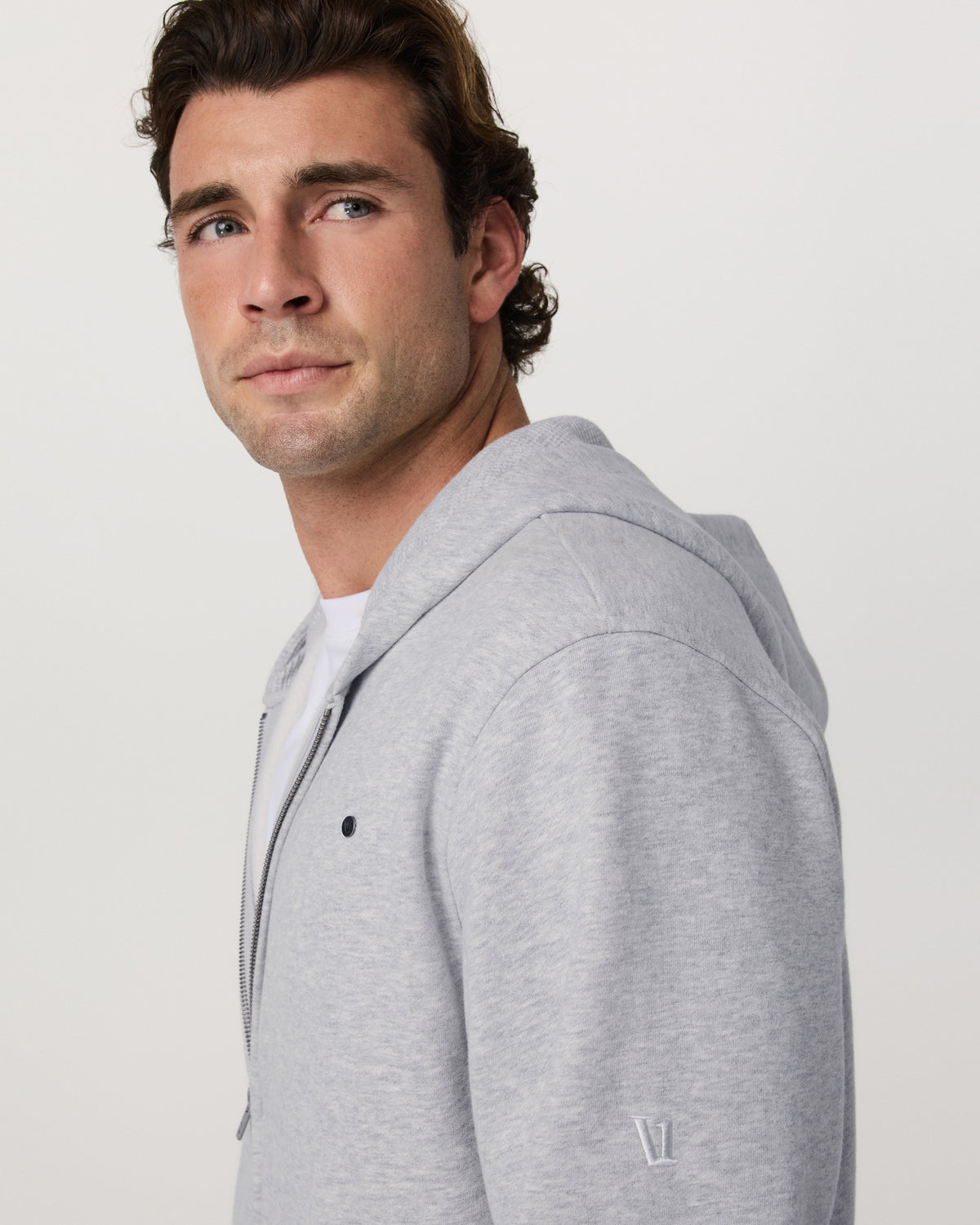 Seaside Full Zip 2.0 Men's Light Heather Grey Hoodie - Vuori