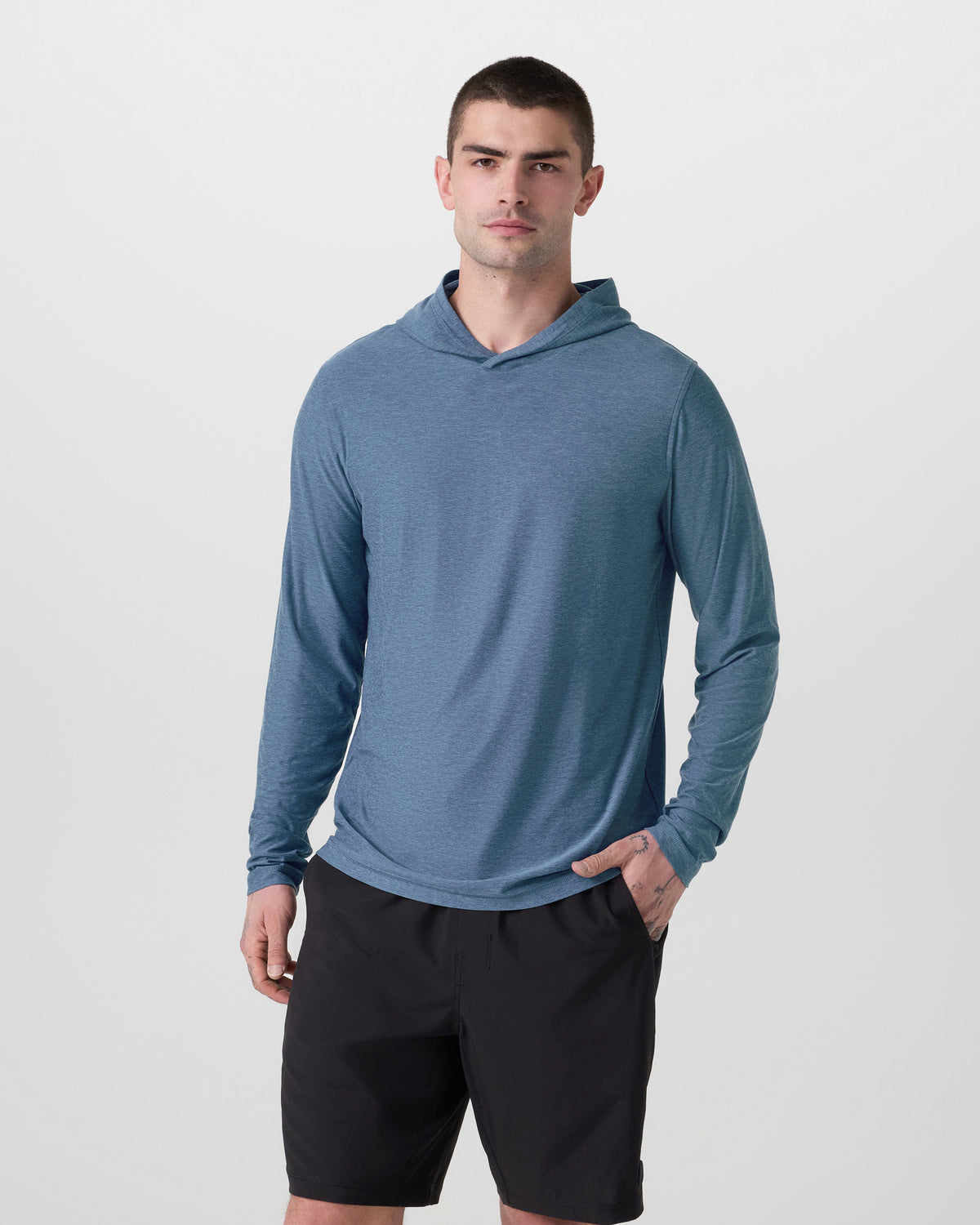 Strato Tech Hoodie Men's Pool Blue Workout Hoodie - Vuori