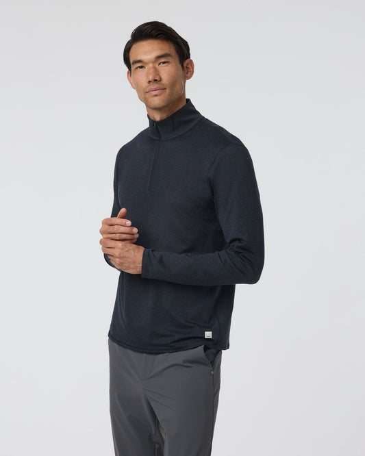 Ponto Half Zip Mock Neck Ink Heather - Vuori