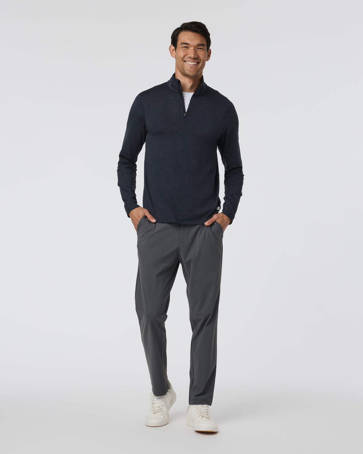 Ponto Half Zip Mock Neck Ink Heather - Vuori