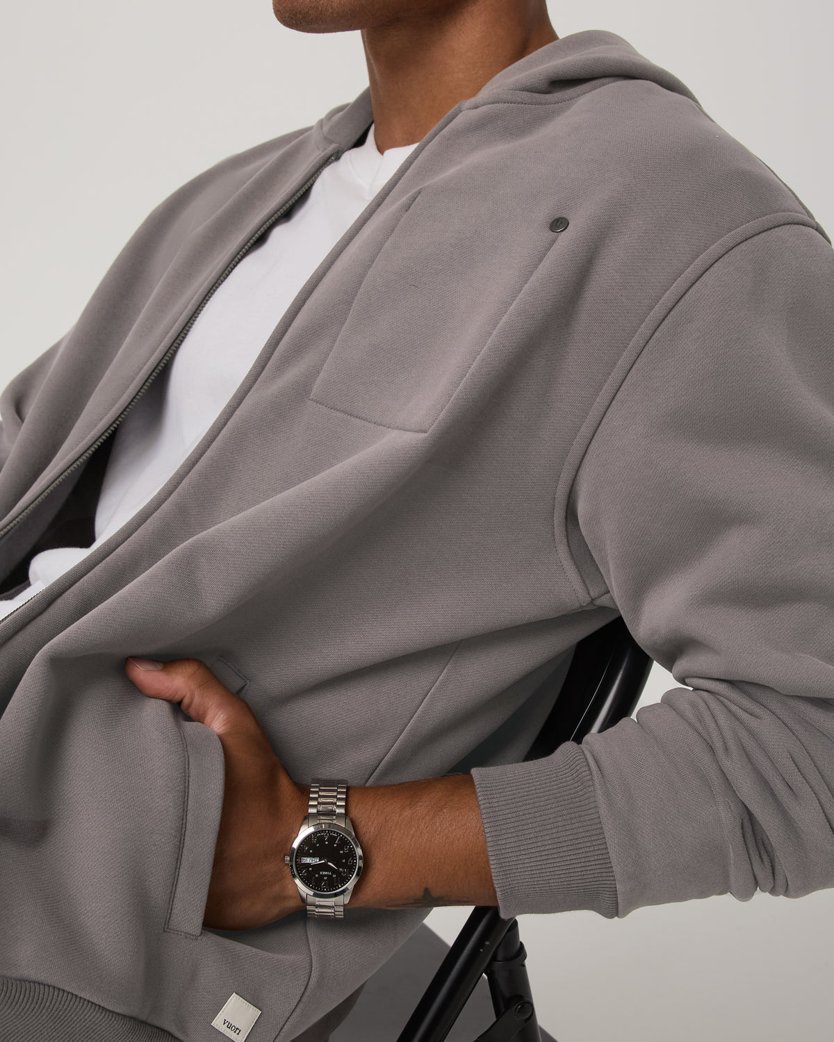 Seaside Full Zip 2.0 Men's Cavern Grey Full Zip Hoodie - Vuori