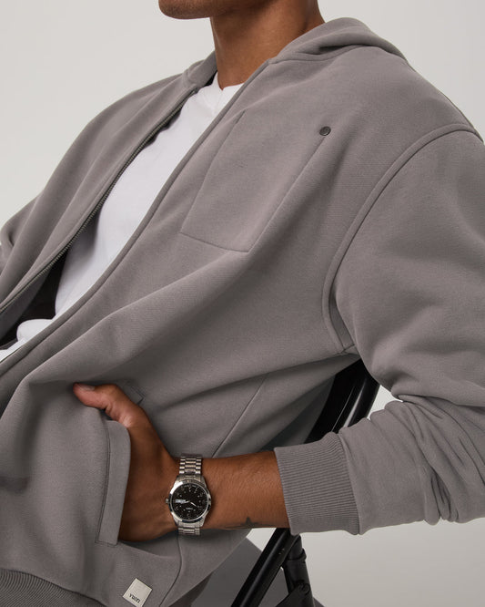 Seaside Full Zip 2.0 Men's Cavern Grey Full Zip Hoodie - Vuori