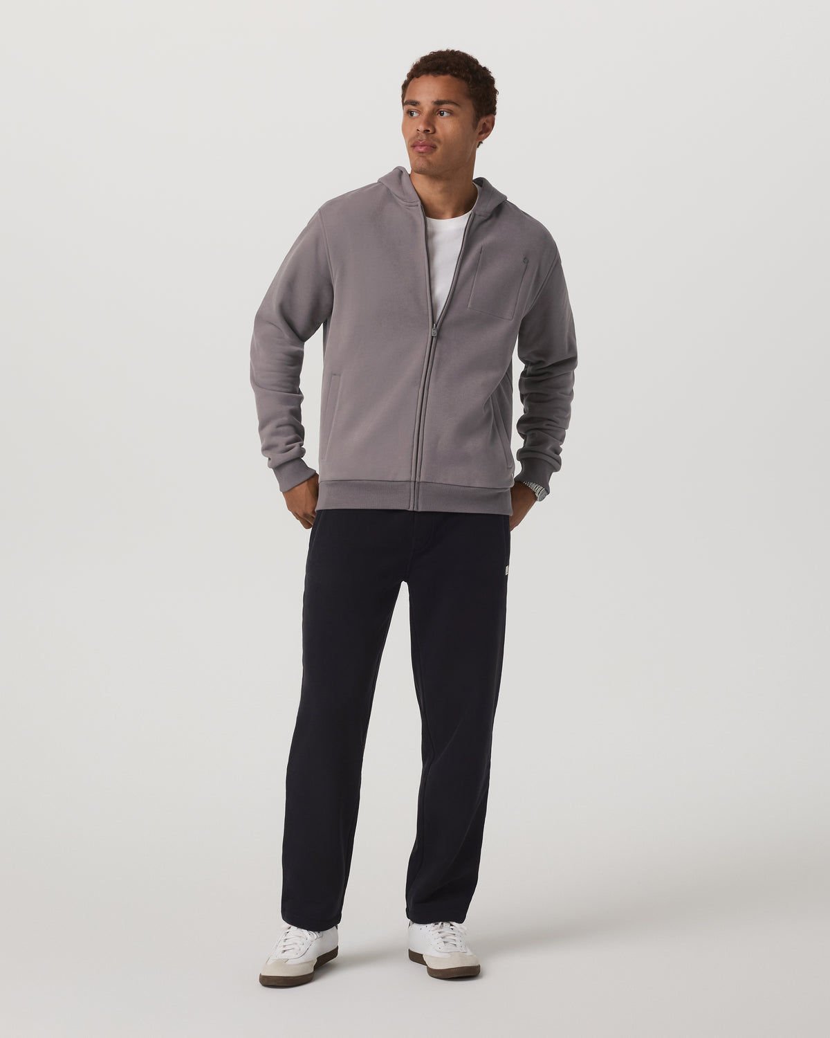 Seaside Full Zip 2.0 Men's Cavern Grey Full Zip Hoodie - Vuori
