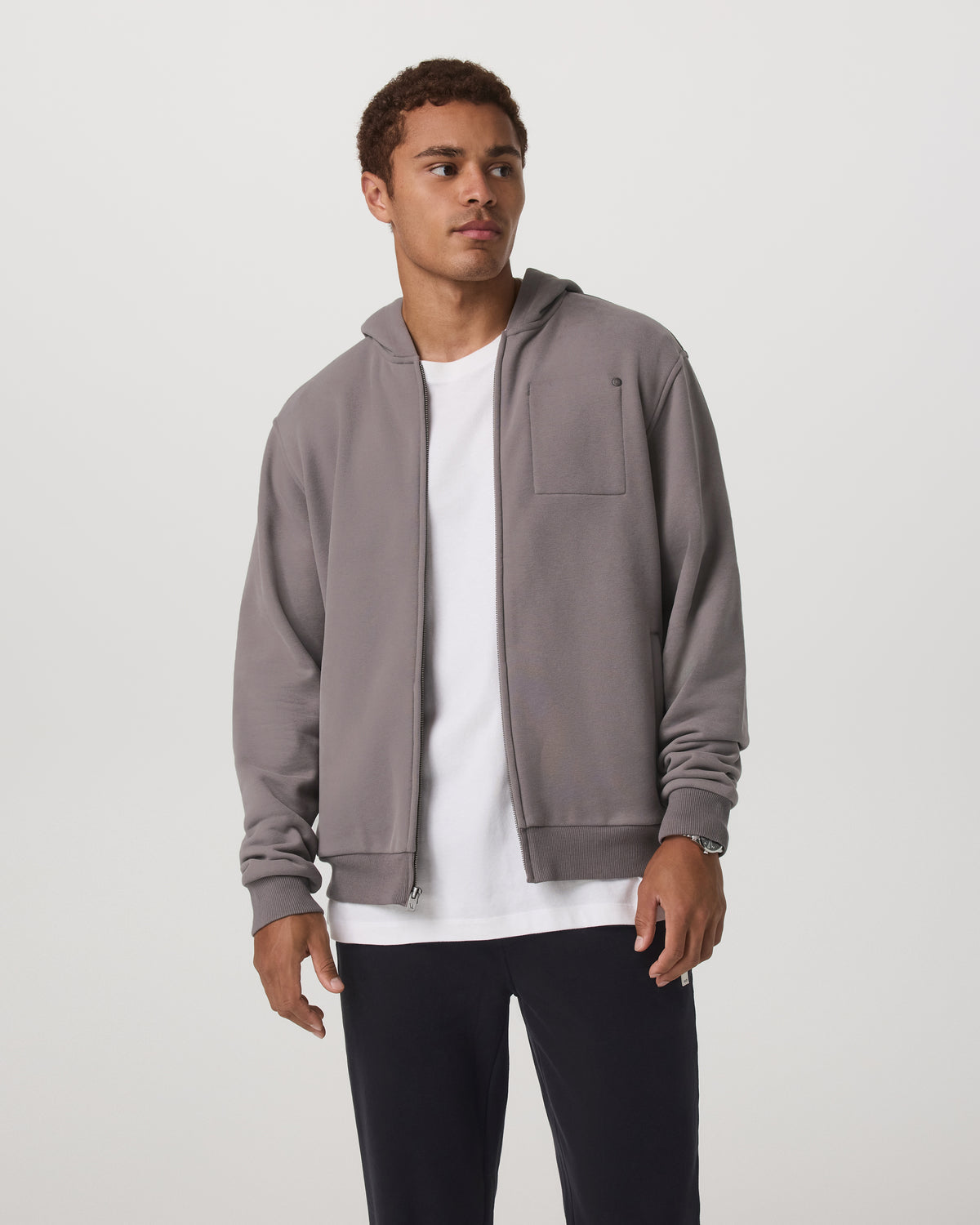 Seaside Full Zip 2.0 Men's Cavern Grey Full Zip Hoodie - Vuori