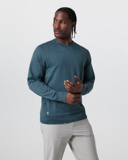 Ponto Performance Crew Deep Sea Heather Pullover - Vuori