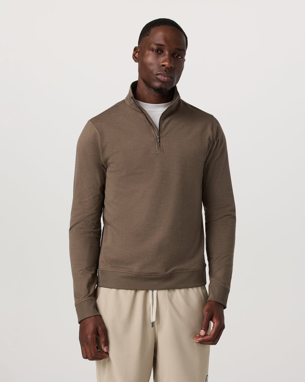 Coronado 1/2 Zip Men's Espresso Heather Pullover - Vuori