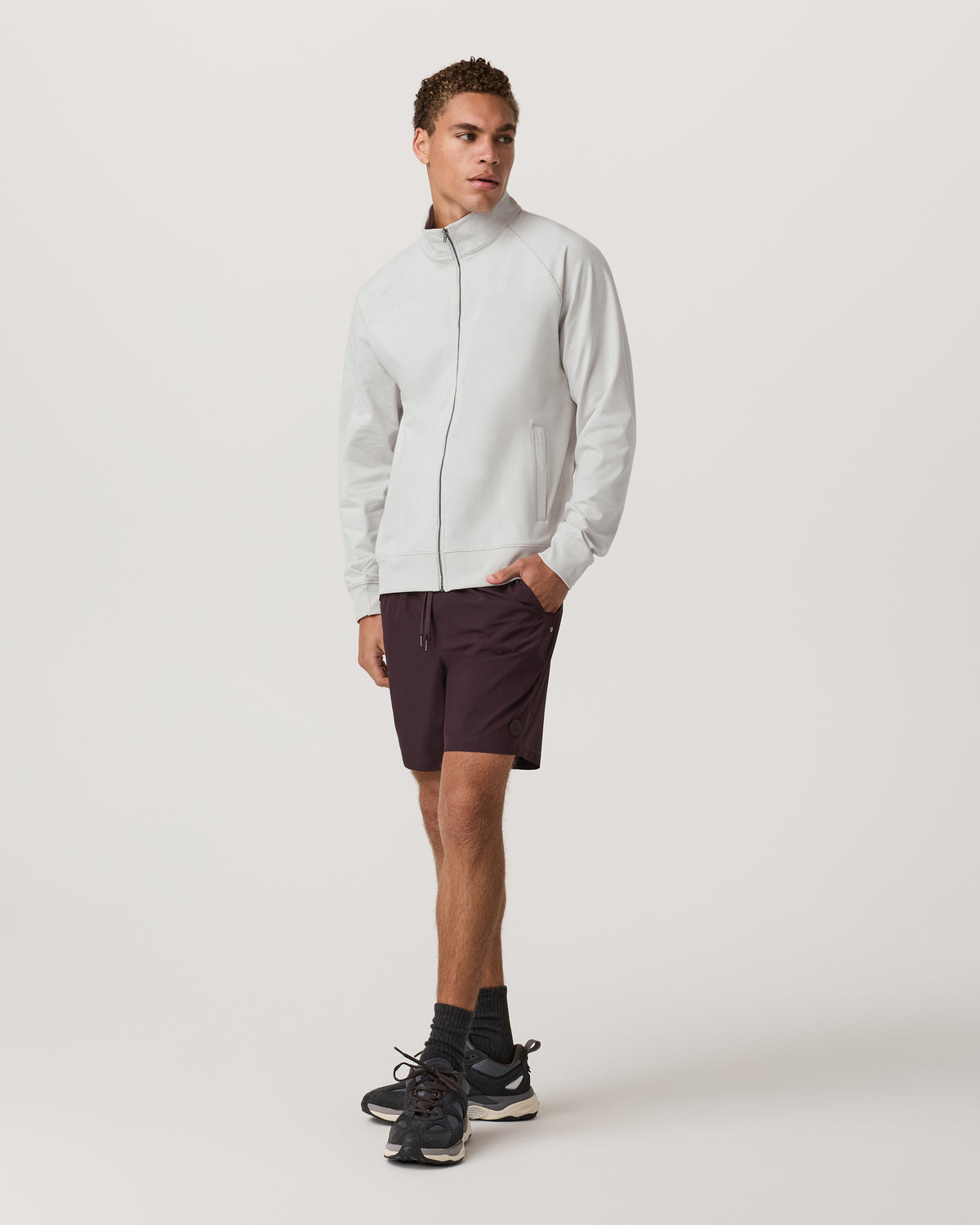 Coronado Novelty Full Zip Salt Heather Mock Neck Jacket - Vuori