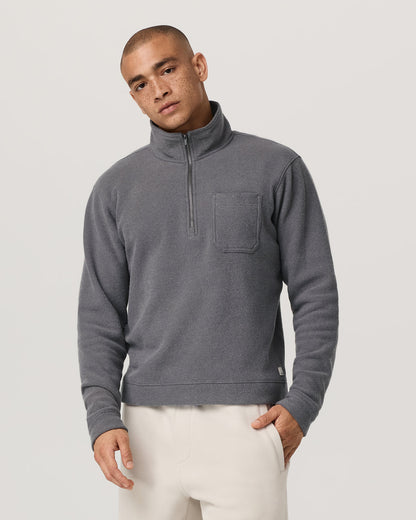 Beach Fleece 1/2 Zip - Relaxed Pinecone Heather Pullover - Vuori