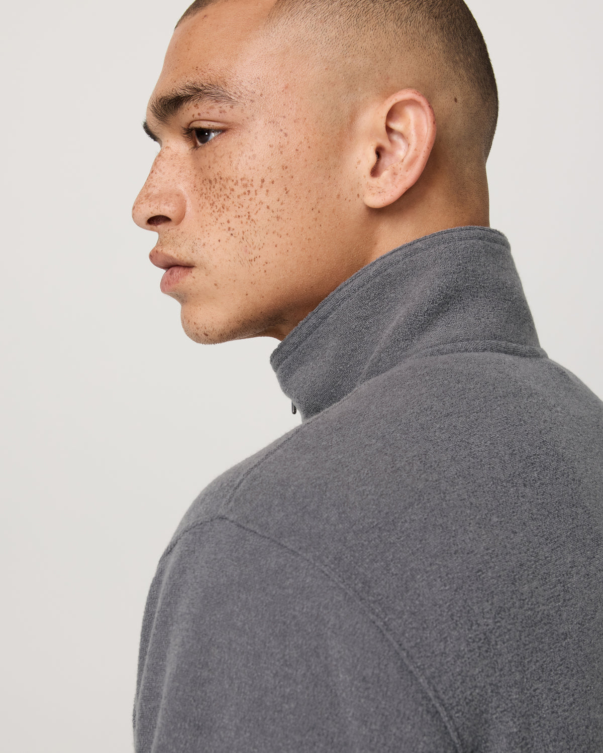 Beach Fleece 1/2 Zip - Relaxed Pinecone Heather Pullover - Vuori