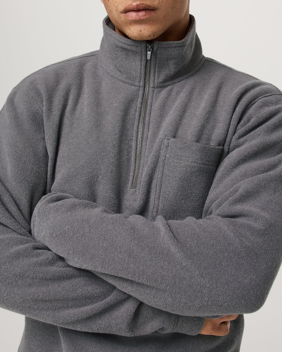 Beach Fleece 1/2 Zip - Relaxed Pinecone Heather Pullover - Vuori