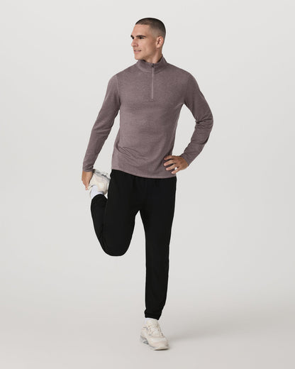 Ponto 1/2 Zip Mock Neck Men's Huckleberry Heather Top - Vuori