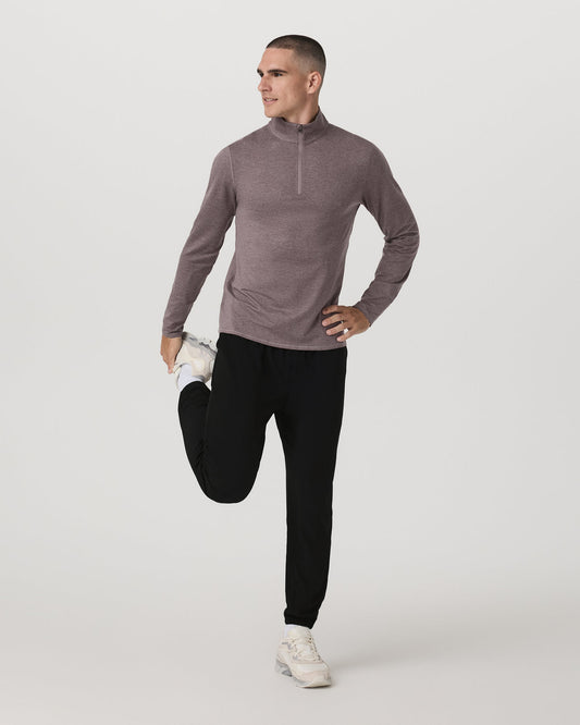 Ponto 1/2 Zip Mock Neck Men's Huckleberry Heather Top - Vuori