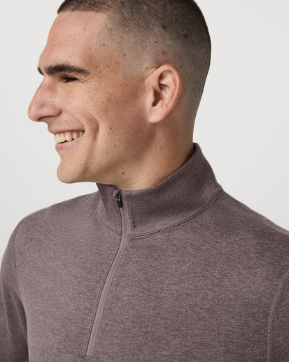 Ponto 1/2 Zip Mock Neck Men's Huckleberry Heather Top - Vuori