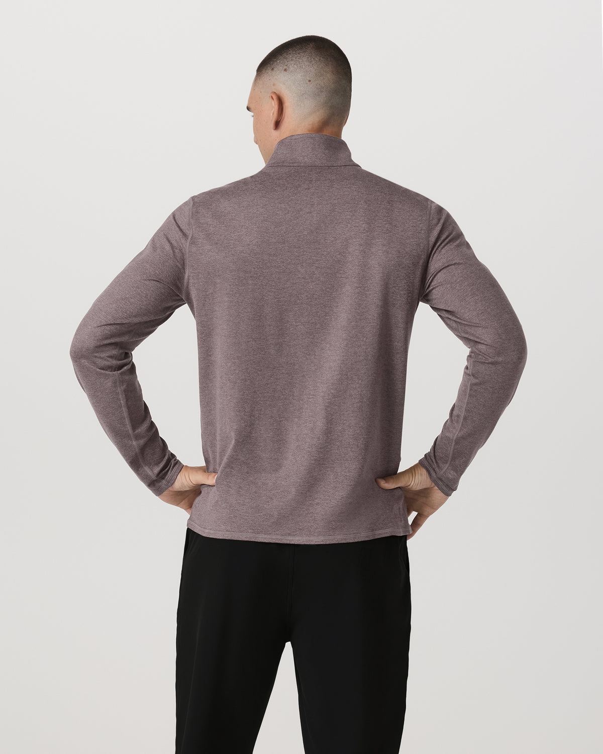 Ponto 1/2 Zip Mock Neck Men's Huckleberry Heather Top - Vuori