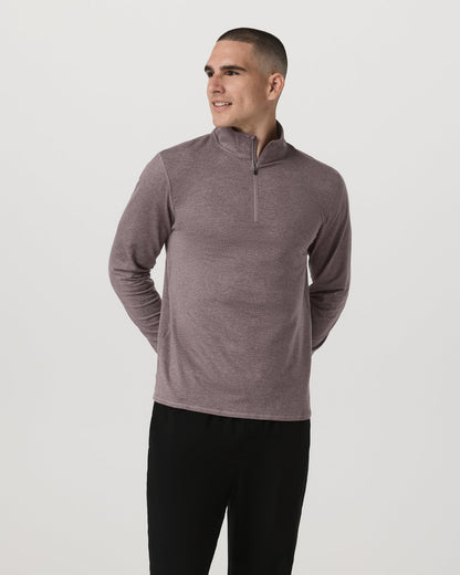 Ponto 1/2 Zip Mock Neck Men's Huckleberry Heather Top - Vuori