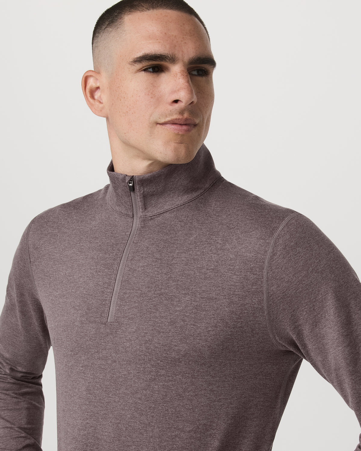 Ponto 1/2 Zip Mock Neck Men's Huckleberry Heather Top - Vuori