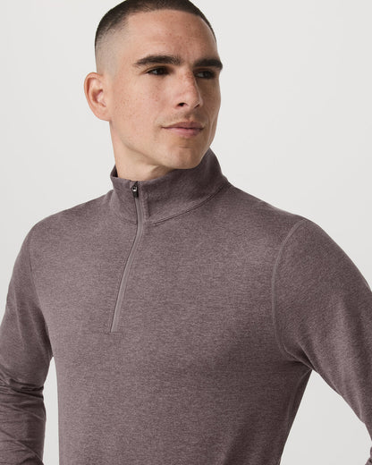 Ponto 1/2 Zip Mock Neck Men's Huckleberry Heather Top - Vuori