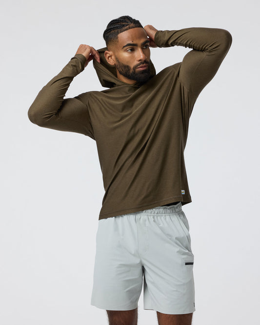 Strato Tech Hoodie Men's Moss Green Workout Hoodie - Vuori