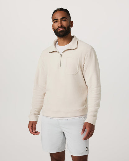 Beach Fleece 1/2 Zip - Relaxed Bone Heather Pullover - Vuori