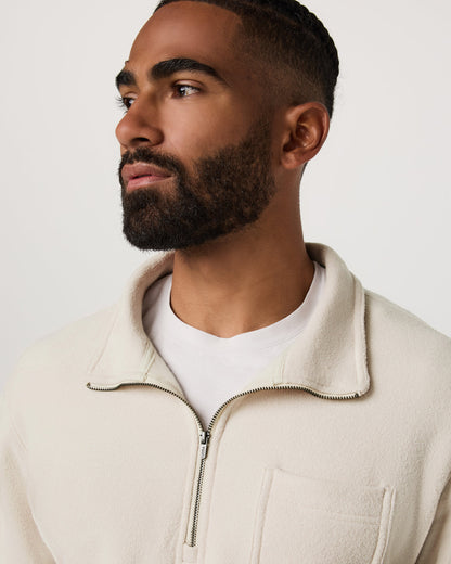 Beach Fleece 1/2 Zip - Relaxed Bone Heather Pullover - Vuori