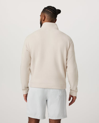 Beach Fleece 1/2 Zip - Relaxed Bone Heather Pullover - Vuori