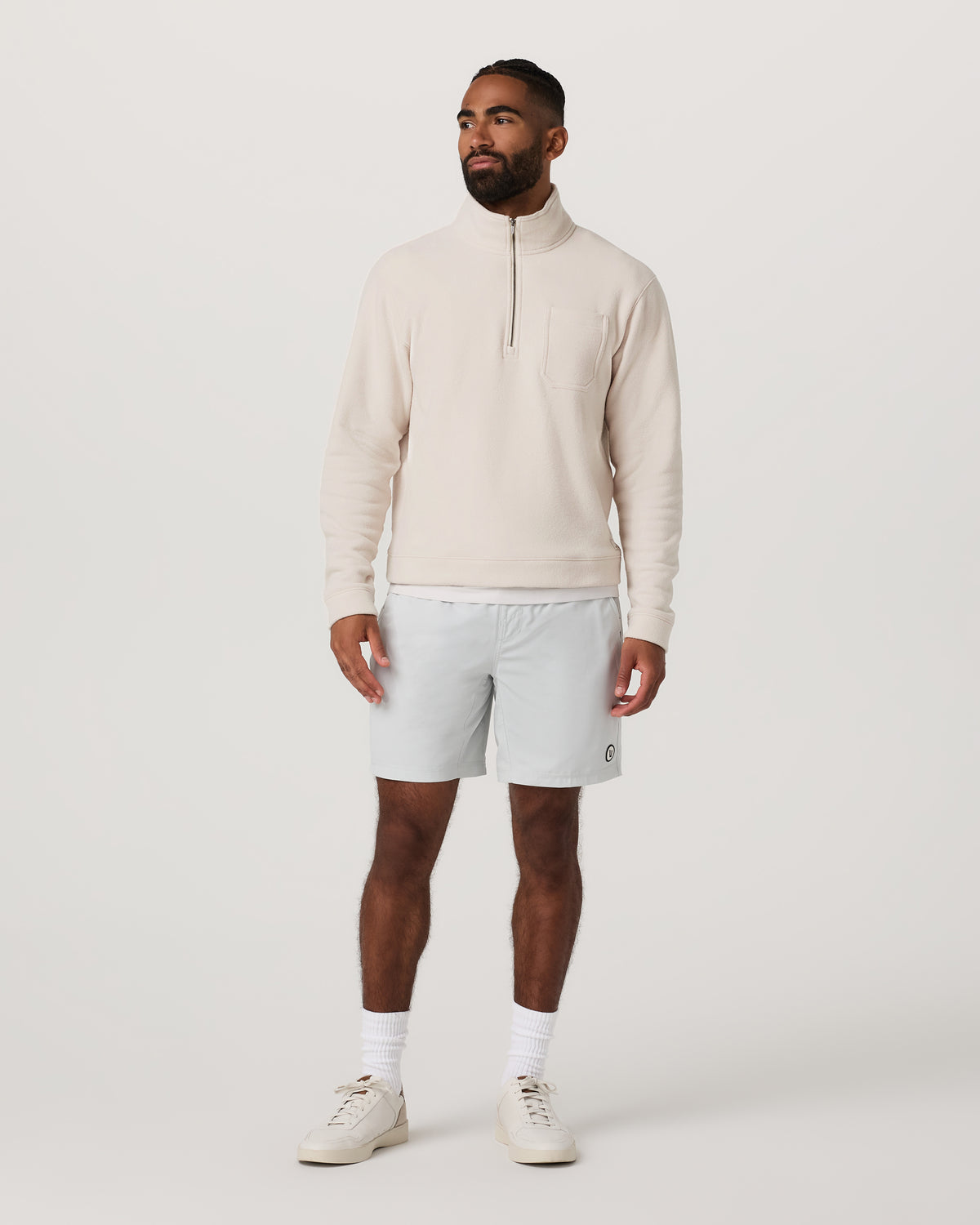 Beach Fleece 1/2 Zip - Relaxed Bone Heather Pullover - Vuori