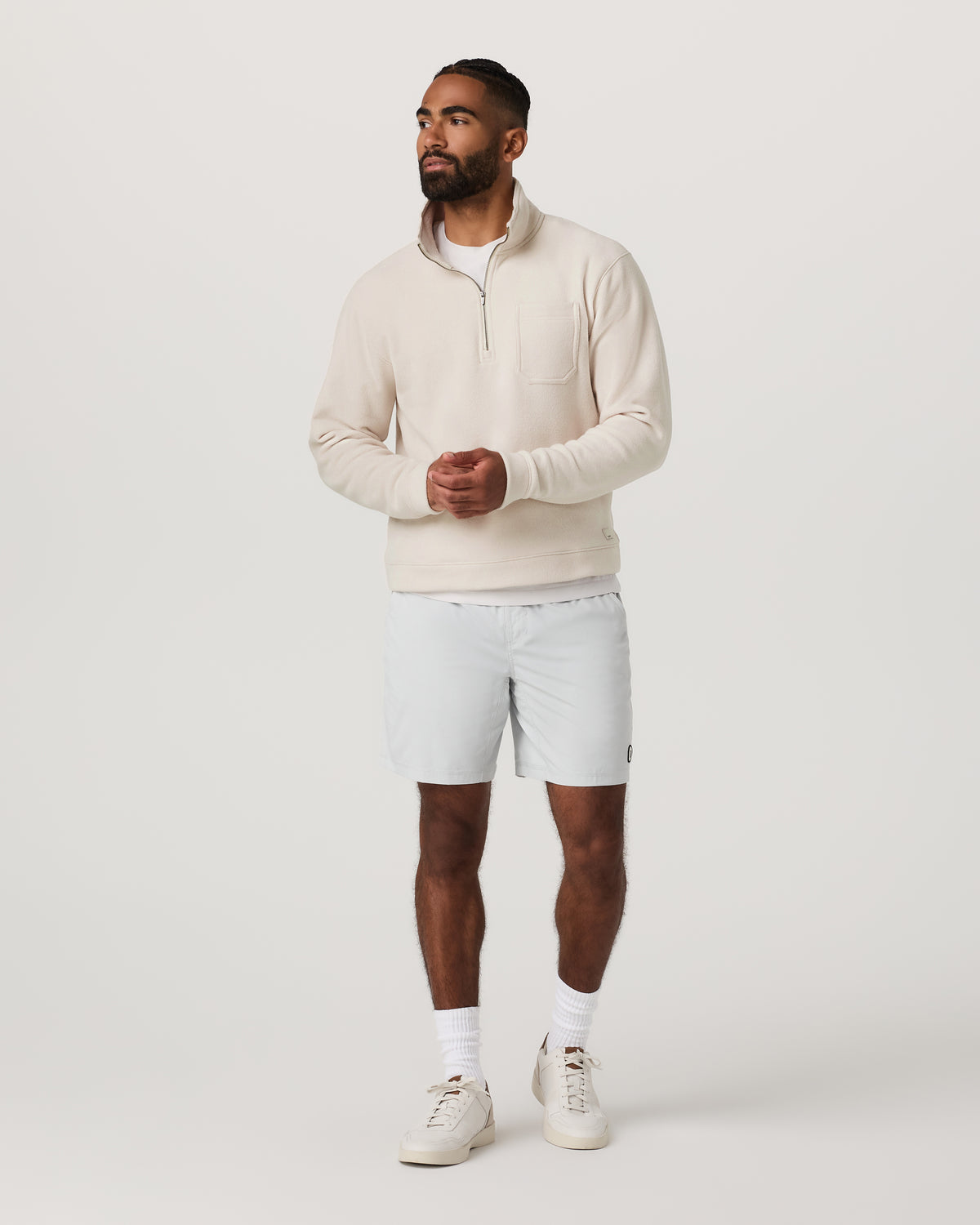Beach Fleece 1/2 Zip - Relaxed Bone Heather Pullover - Vuori