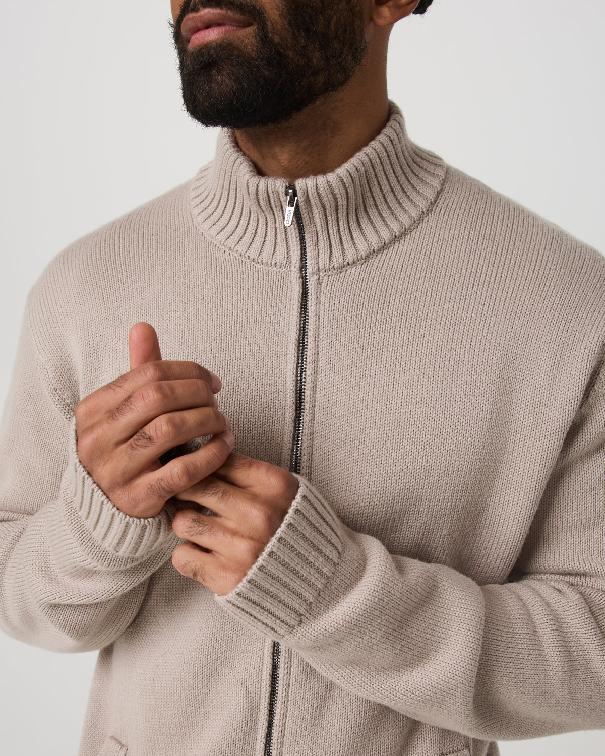 Denver Full Zip Sweater Men's Willow Grey Zip Sweater - Vuori
