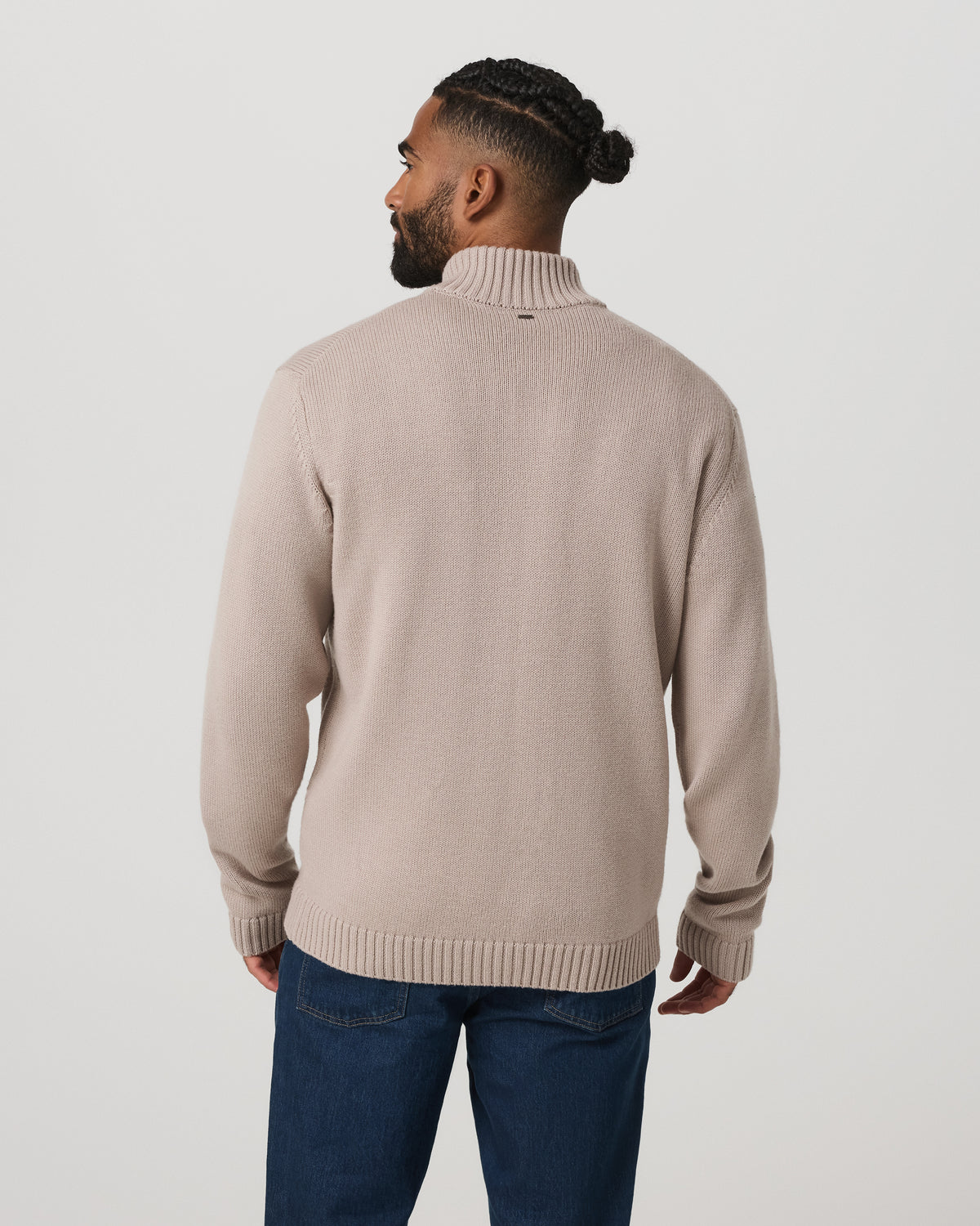 Denver Full Zip Sweater Men's Willow Grey Zip Sweater - Vuori