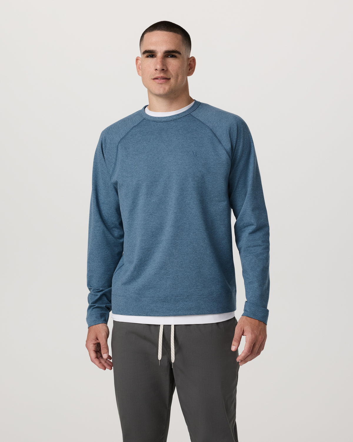 Coronado Crew - Relaxed Fit Pool Blue Heather Crewneck - Vuori
