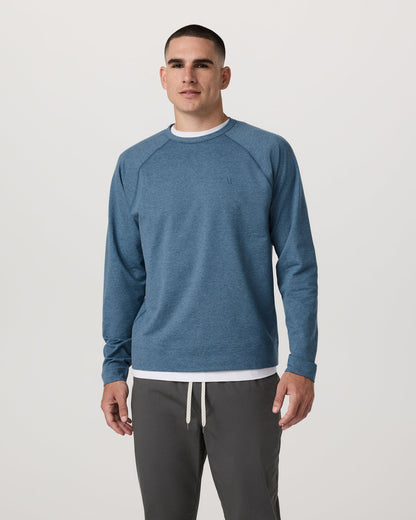 Coronado Crew - Relaxed Fit Pool Blue Heather Crewneck - Vuori