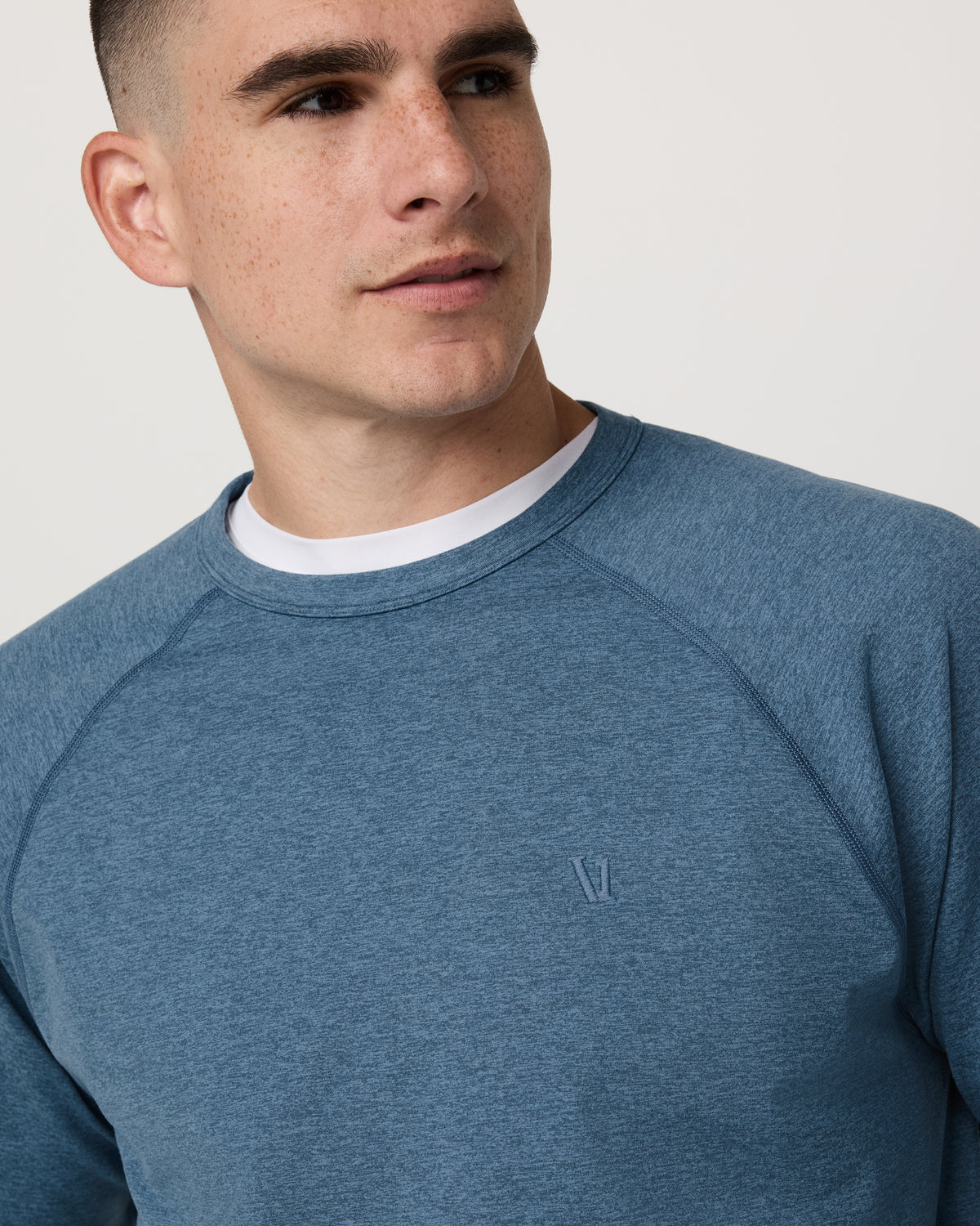 Coronado Crew - Relaxed Fit Pool Blue Heather Crewneck - Vuori